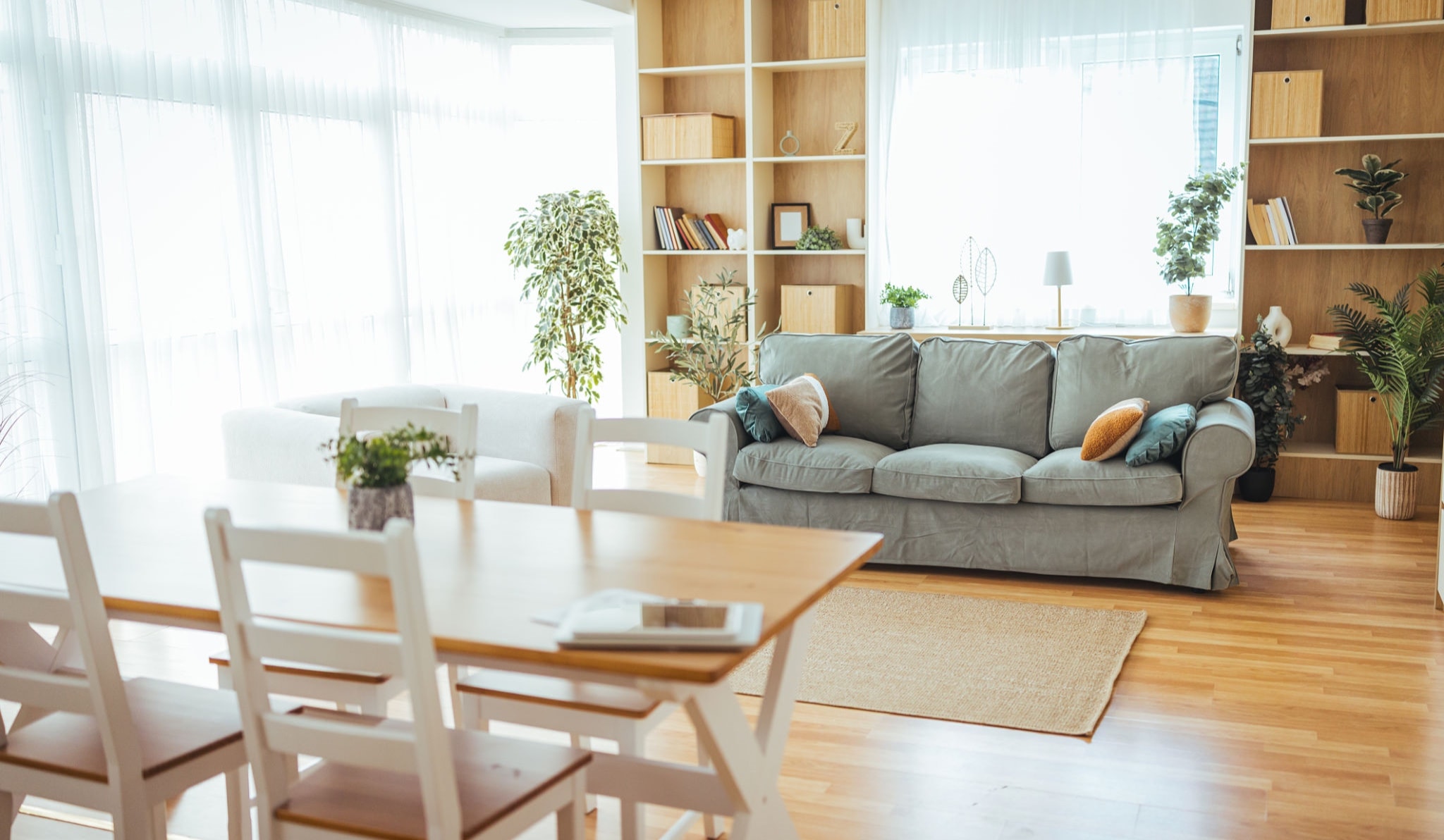 A beautifully organized, light-filled living space
